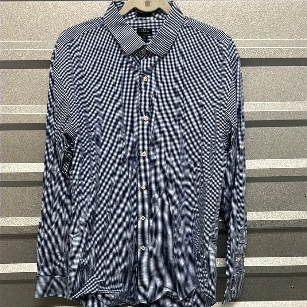 J Crew Mens Slim Fit FLEX Wrinkle Free Button Down Shirt Size XL‎ Gingham Plaid